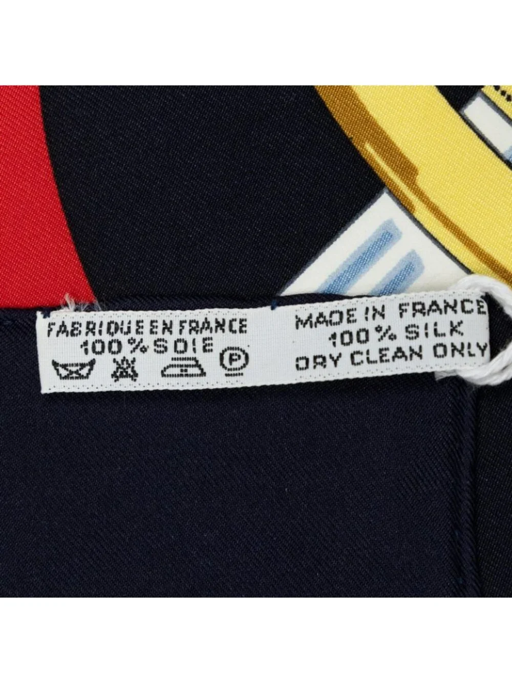 Hermes Scarf Red Navy Yellow Silk